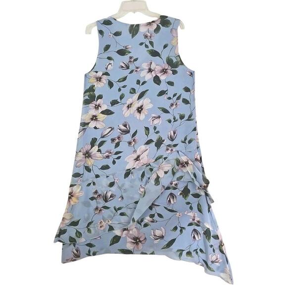 Soft Surroundings~Size M~Blue Floral Sleeveless Lined Summer Dress Asymmetrical. - Picture 11 of 16